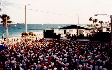 The Winterfest Beach Ball with stage and large crowd