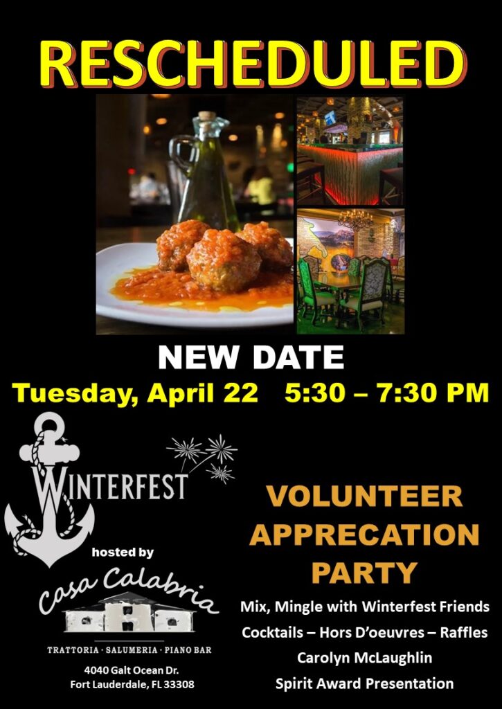 Winterfest Volunteer Appreciation Party poster for the 2024 parade