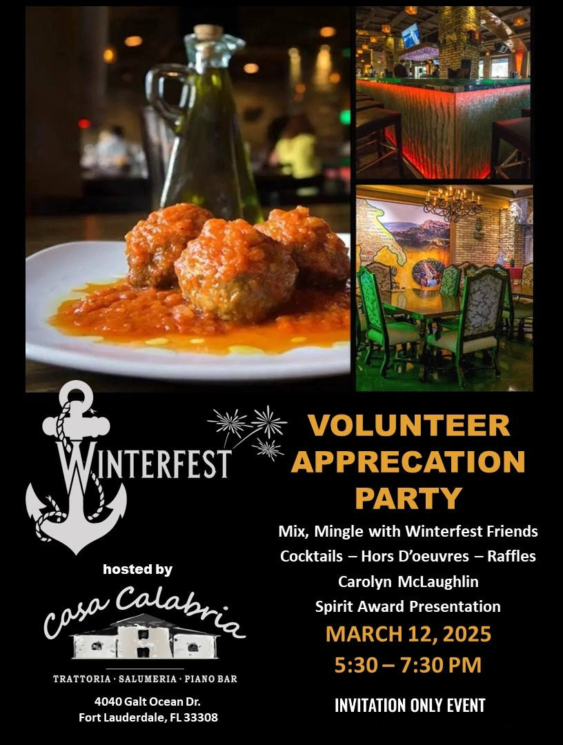 Winterfest Volunteer Appreciation Party poster for the 2024 parade