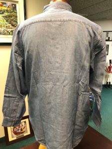 back side of mens denim shirt