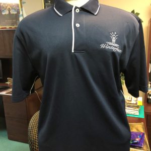 front side of winterfest navy polo shirt