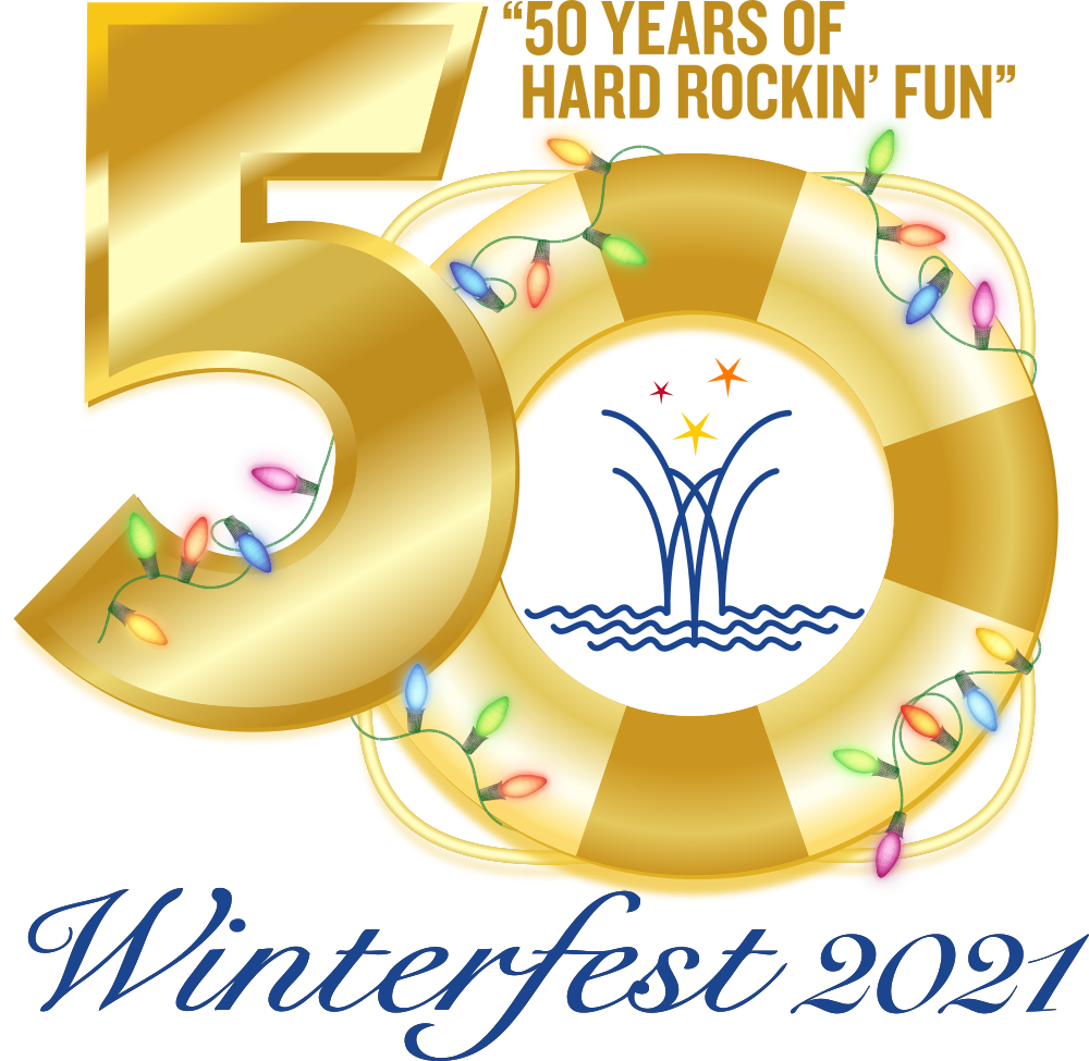 Logo celebrating the fiftieth anniversary of the Winterfest Boat Parade in 2021
