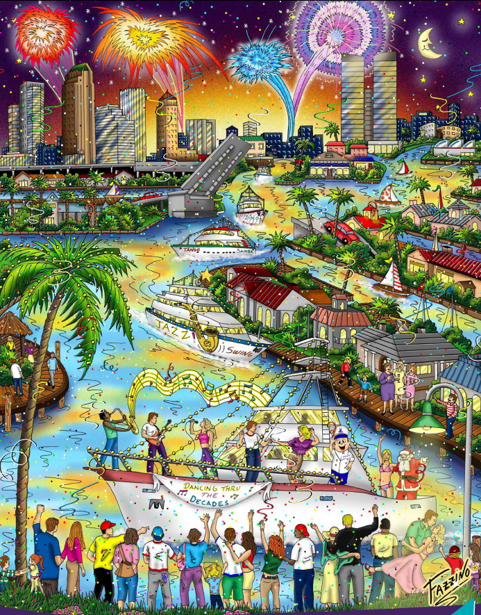 The Winterfest Boat Parade Poster for 2010 by Charles Fazzino