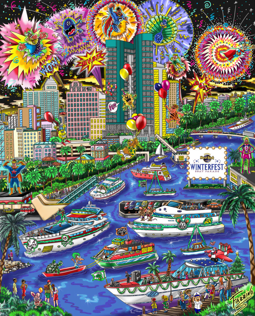 The Winterfest Boat Parade Poster for 2016 by Charles Fazzino