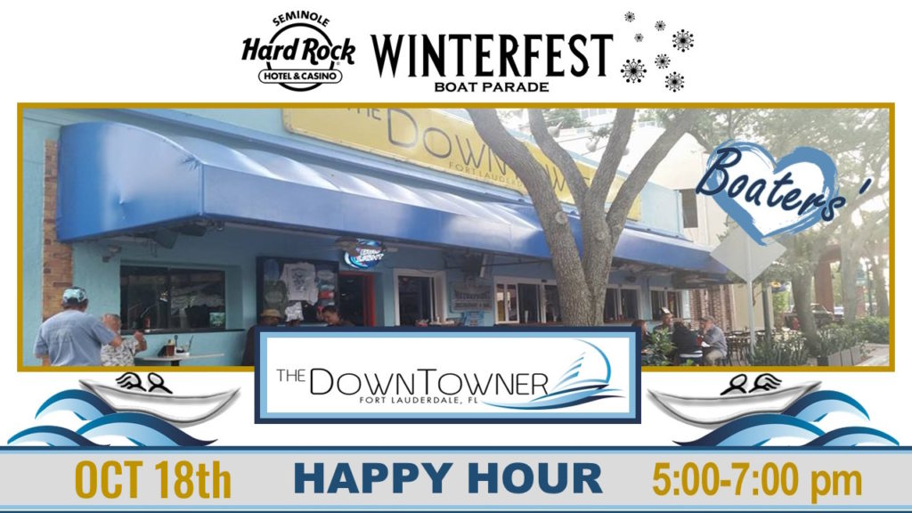 Postcard for the October Winterfest Happy Hour at the Historic Downtowner