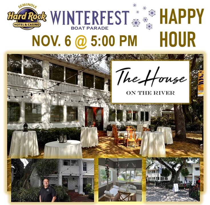 November 2024 Happy Hour at The House On The River poster