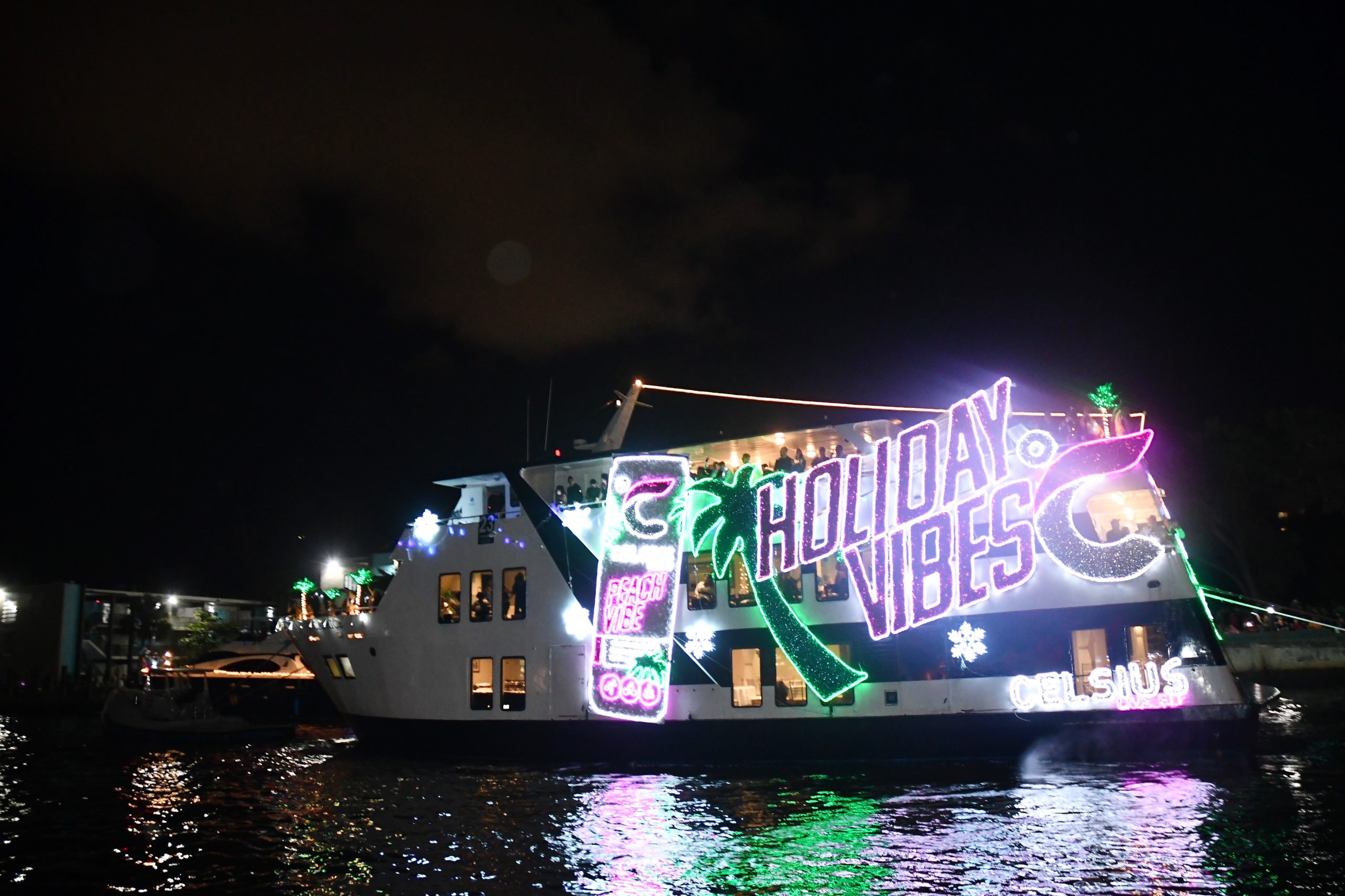Celsius on board Caprice, boat number 23 in the 2021 Winterfest Boat Parade