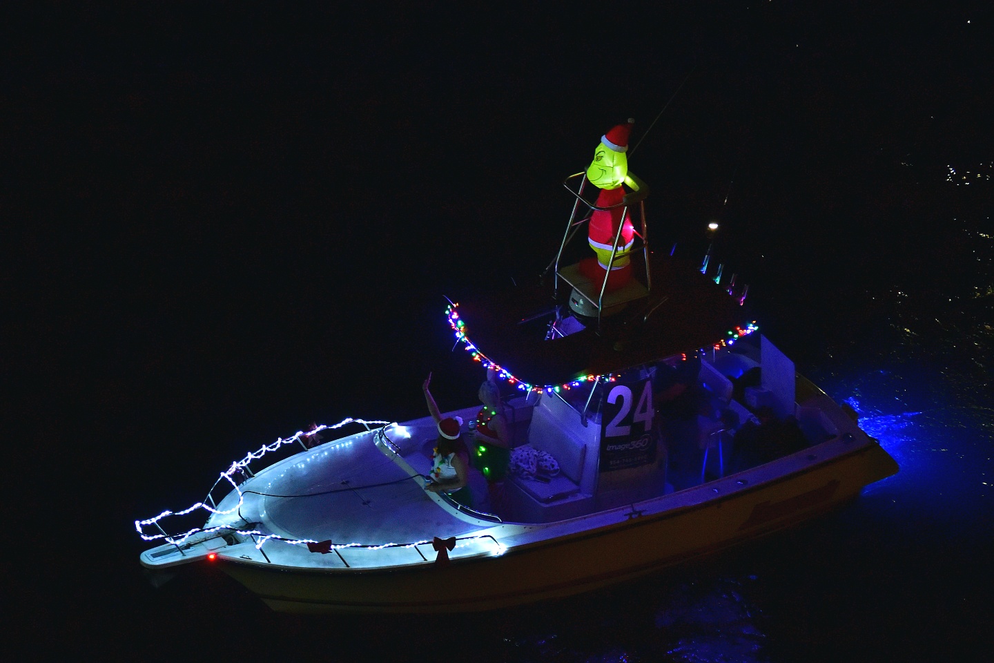 The Rock, boat number 24 in the 2021 Winterfest Boat Parade