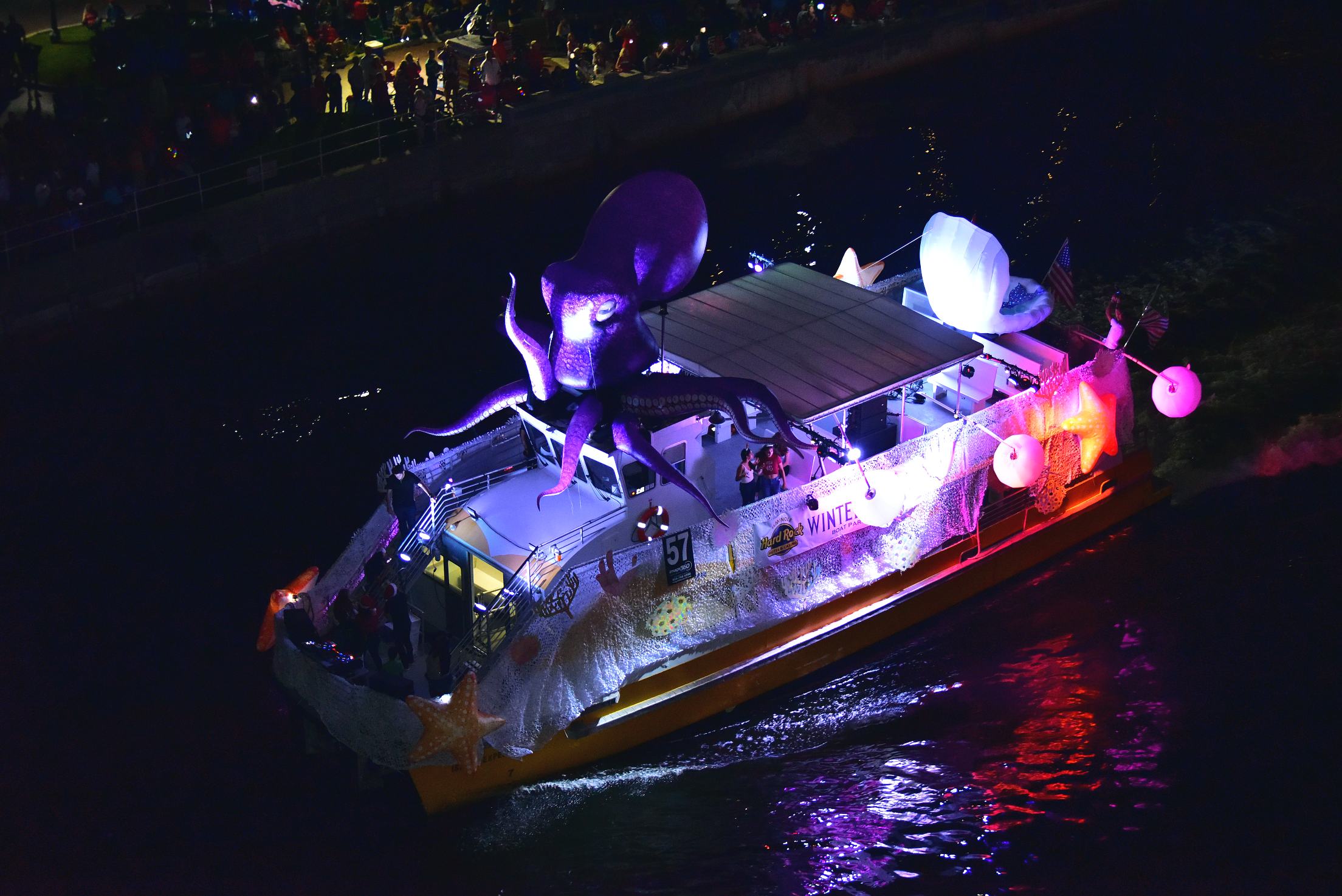 Under The Sea on board Water Taxi, boat number 57 in the 2021 Winterfest Boat Parade
