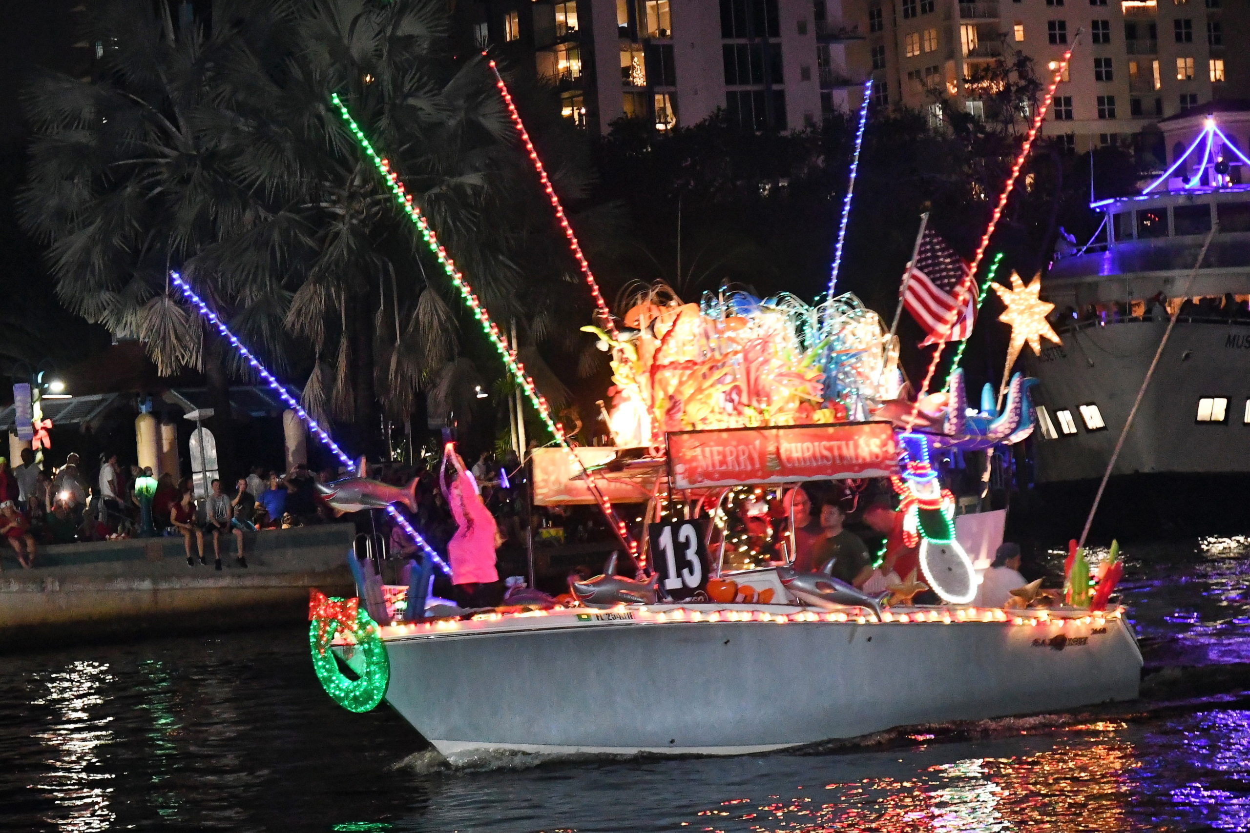 26’ Sailfish, boat number 13 in the 2022 Winterfest Boat Parade