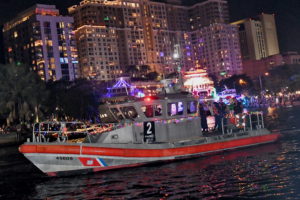 United States Coast Guard 45, boat number 2 in the 2022 Winterfest Boat Parade