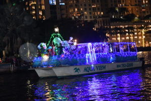 Florida Children's Theater aboard Aqua View, boat number 39 in the 2022 Winterfest Boat Parade