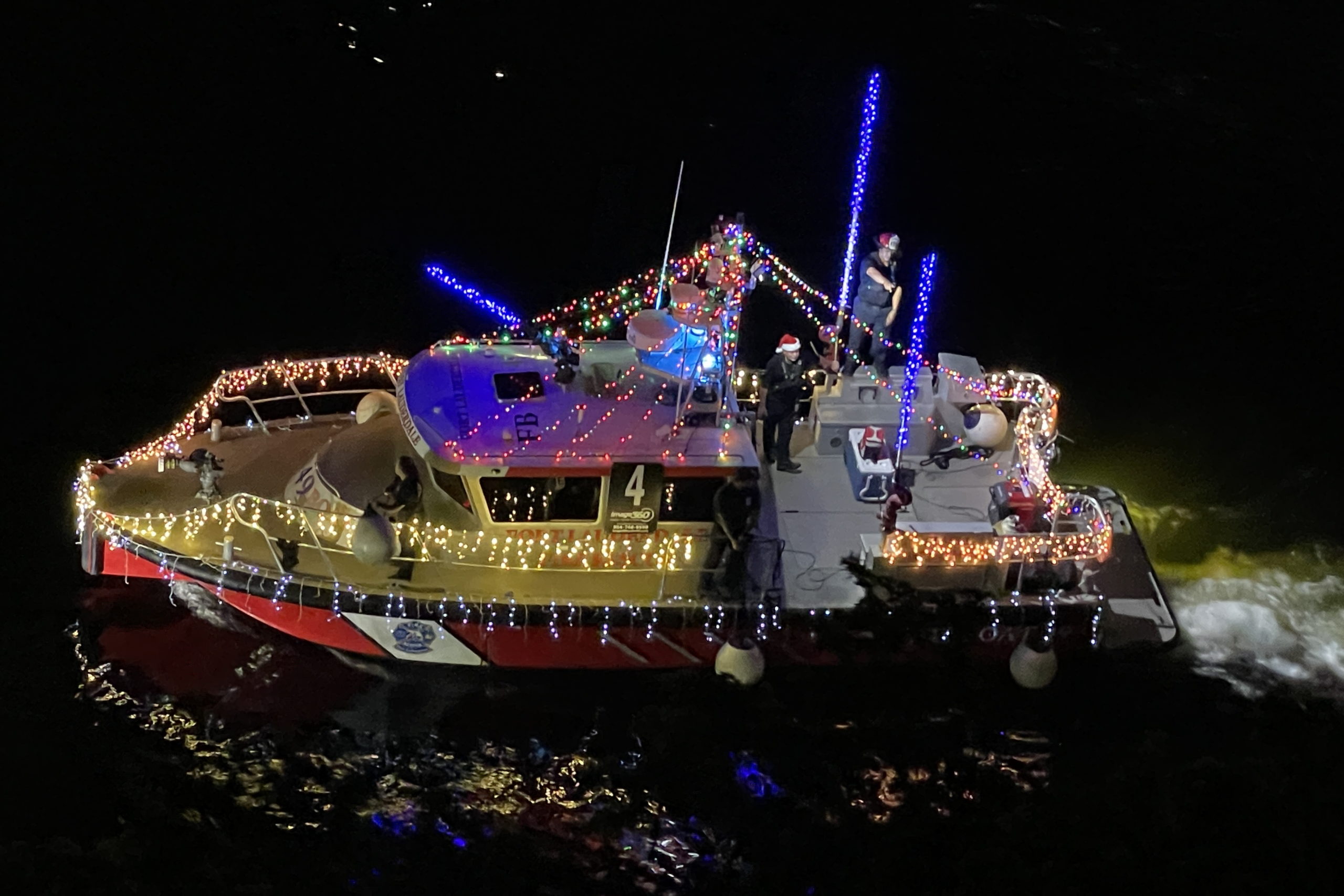 Fort Lauderdale Fire Boat 49, boat number 4 in the 2022 Winterfest Boat Parade