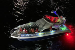 Miami Vip Yachts aboard Double Down, boat number 45 in the 2022 Winterfest Boat Parade