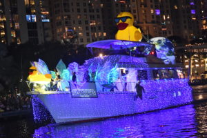 The International Seakeepers Society aboard Rubber Duck, boat number 56 in the 2022 Winterfest Boat Parade