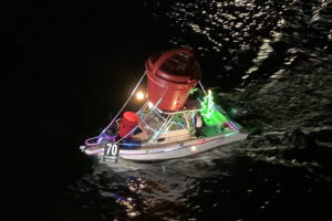 Salvation Army of Broward Aboard Sally, boat number 70 in the 2022 Winterfest Boat Parade