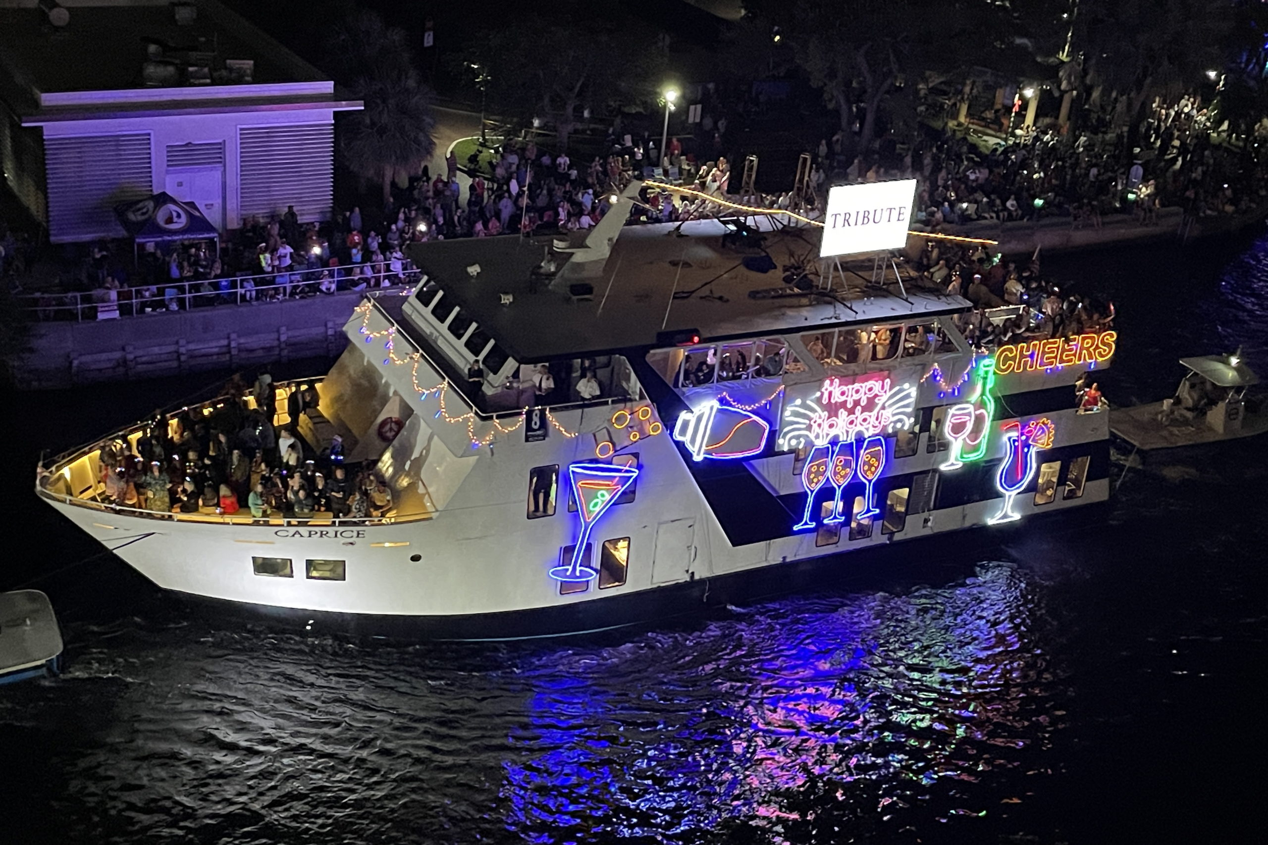 Caprice, boat number 8 in the 2022 Winterfest Boat Parade