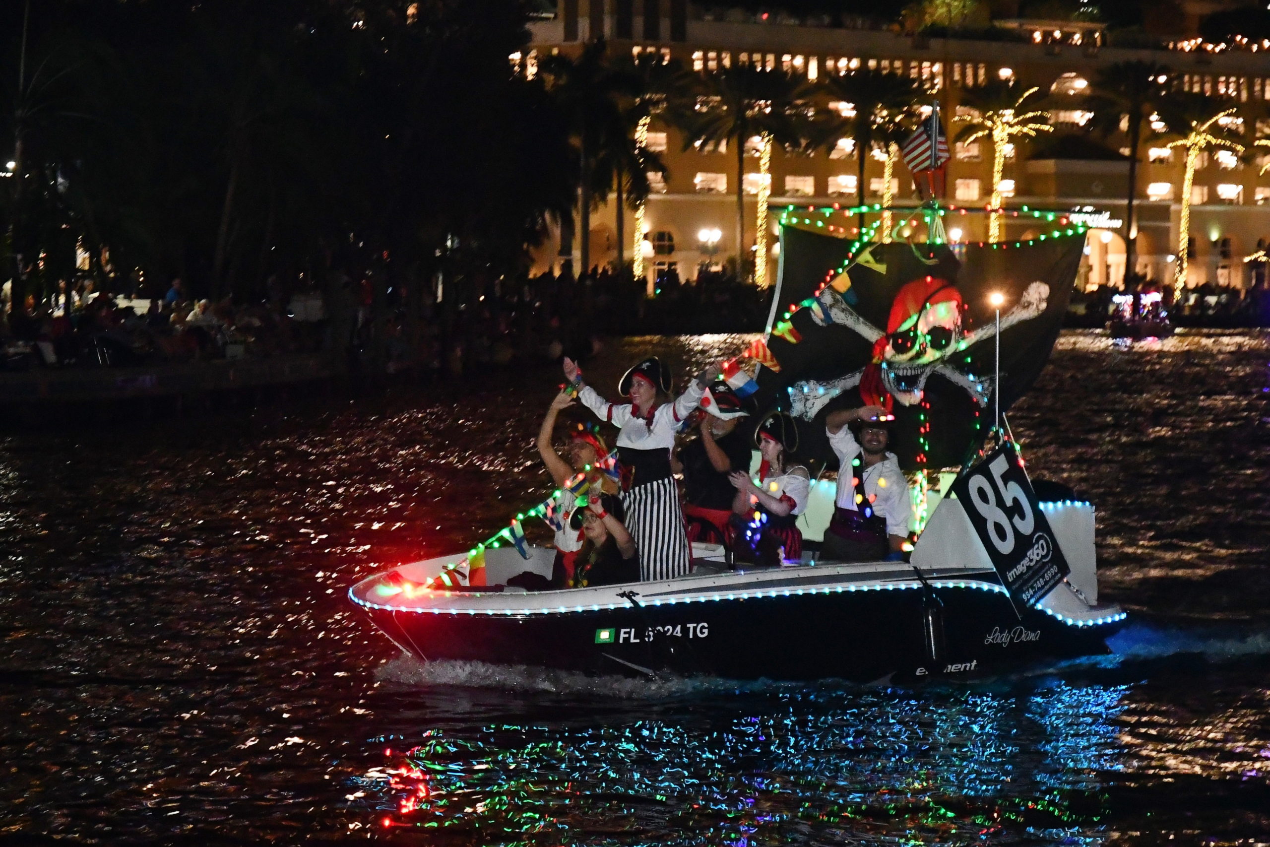 Lady Diana, boat number 85 in the 2022 Winterfest Boat Parade