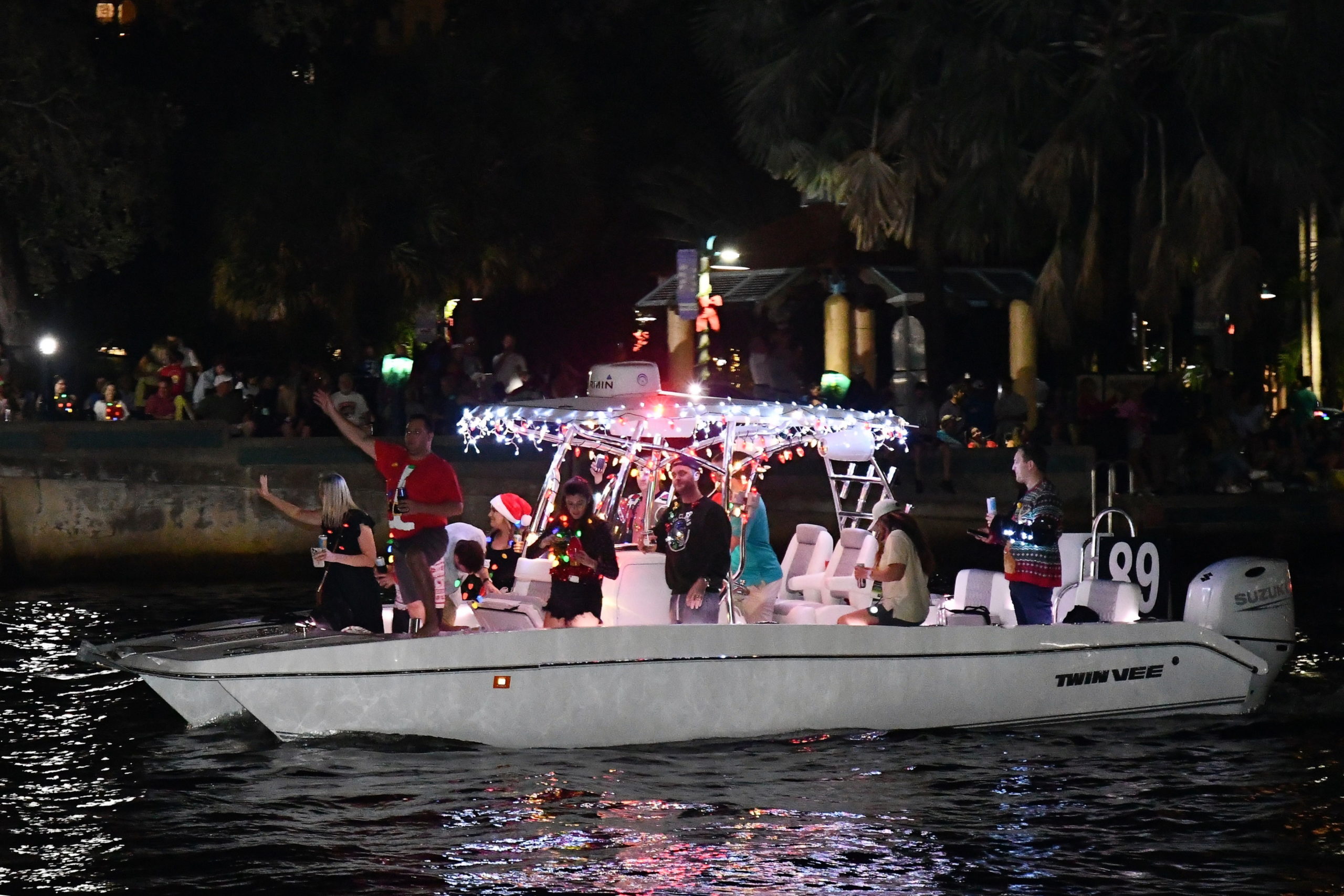 Slip 'N Fall Steve, boat number 89 in the 2022 Winterfest Boat Parade