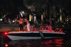 Blue Biddie, boat number 92 in the 2022 Winterfest Boat Parade