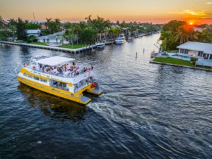 A Water Taxi on the Intracoastal at sunset