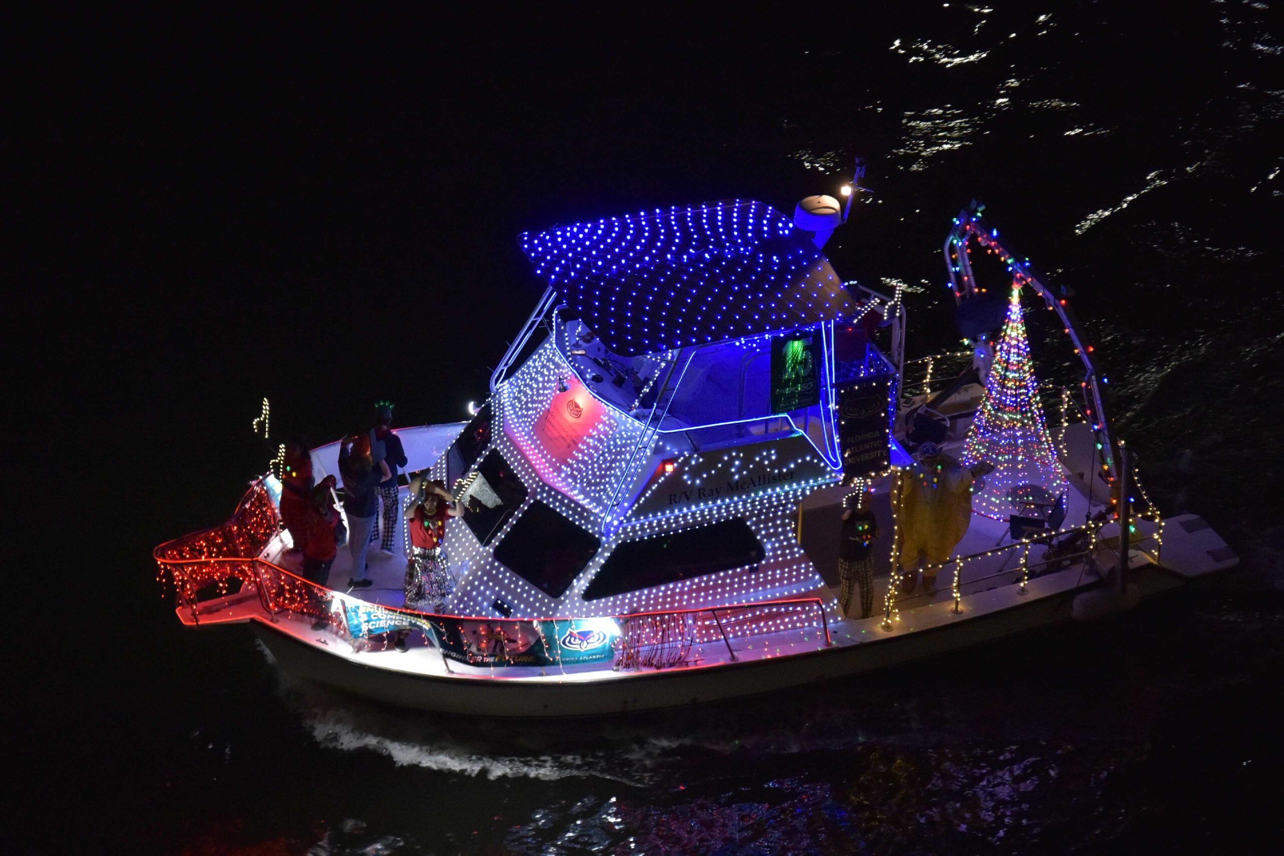 The Seminole Hard Rock Winterfest Boat Parade 2024 People's Choice Award Winner BOAT #15 Florida Atlantic University onboard R/V Ray McAllister